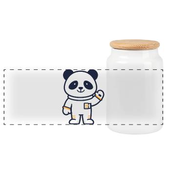 Panda astronaut in space - Panoramic Cookie Jar with Wooden Lid - white - Front