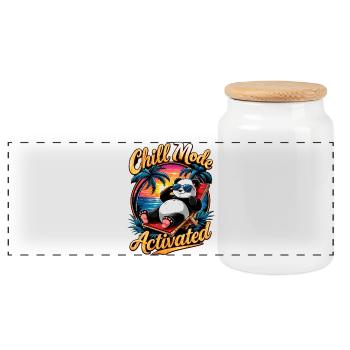 Coucher de soleil Chill Panda - Boîte à biscuits avec couvercle en bois - blanc - Devant