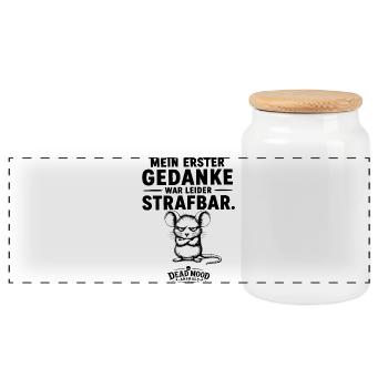 Lustiges Geschenk für Kollegen Schwarzer Humor - Panorama Keksdose mit Holzdeckel - Weiß - Vorne