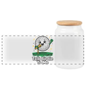 Parlez-moi à l’oiseau – Humour de golf - Boîte à biscuits avec couvercle en bois - blanc - Devant
