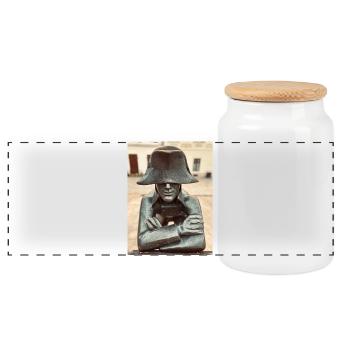 Detective in a bronze hat - Panoramic Cookie Jar with Wooden Lid - white - Front