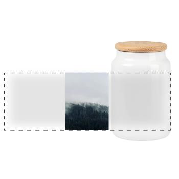 Mist forest and dark pines - Panoramic Cookie Jar with Wooden Lid - white - Front
