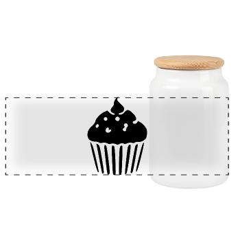 Cadeau de pâtisserie Cupcake Muffin - Boîte à biscuits avec couvercle en bois - blanc - Devant