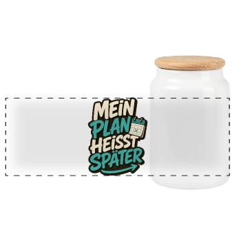 MEIN PLAN HEISST SPÄTER - Panorama Keksdose mit Holzdeckel - Weiß - Vorne