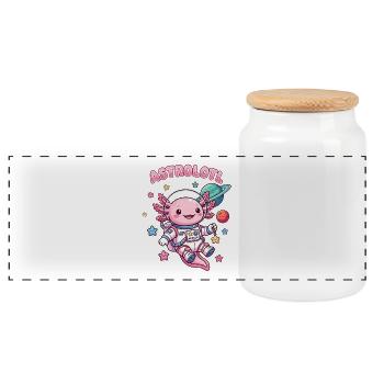 Astrolotl – mignon axolotl dans l’espace - Boîte à biscuits avec couvercle en bois - blanc - Devant