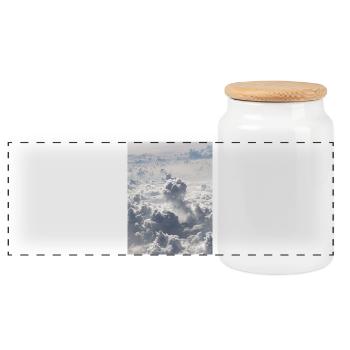 Clouds Dreaming Above the Sky - Panoramic Cookie Jar with Wooden Lid - white - Front