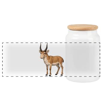 Saiga Antilope  - Panorama Keksdose mit Holzdeckel - Weiß - Vorne