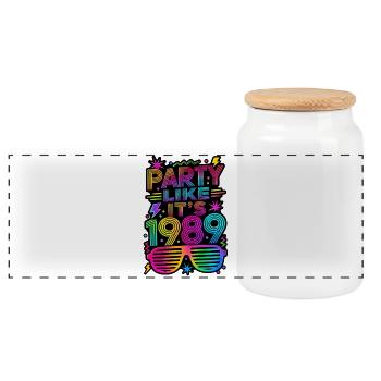 Party Like It's 1989 80er Jahre - Panorama Keksdose mit Holzdeckel - Weiß - Vorne