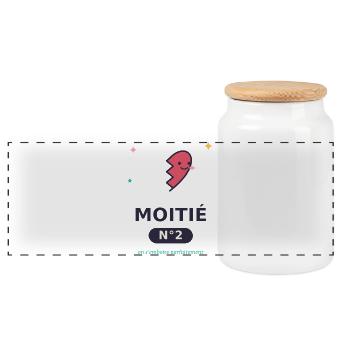 Moitié Nº2 Cœur Esquissé Rigolo - Boîte à biscuits avec couvercle en bois - blanc - Devant