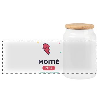 Moitié Coeur N°1 Sourire - Boîte à biscuits avec couvercle en bois - blanc - Devant
