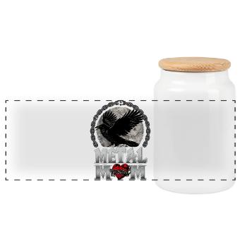 Metal Mom Raven Gift Heavy Metal Woman - Panorama Keksdose mit Holzdeckel - Weiß - Vorne