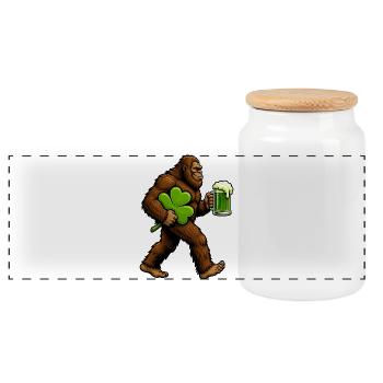 Bigfoot-Kleeblatt-Lustiger St. Patrick's Day Bigfo - Panorama Keksdose mit Holzdeckel - Weiß - Vorne