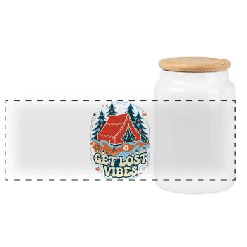 Get Lost Vibes Retro Camping - Panorama Keksdose mit Holzdeckel - Weiß - Vorne