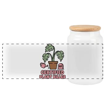 Certified Plant Killer Pflanzenhumor - Panorama Keksdose mit Holzdeckel - Weiß - Vorne