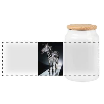 Zebra Light Trail - Panoramic Cookie Jar with Wooden Lid - white - Front