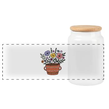 Blume - Panorama Keksdose mit Holzdeckel - Weiß - Vorne
