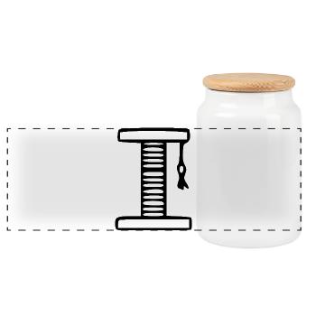 Cat Cat Gift - Panoramic Cookie Jar with Wooden Lid - white - Front