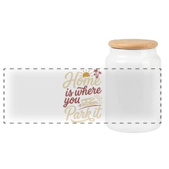 Camper - Home is Where You Park It - Panoramic Cookie Jar with Wooden Lid - white - Front