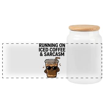 Eiskaffee mit einer Prise Sarkasmus - Panorama Keksdose mit Holzdeckel - Weiß - Vorne