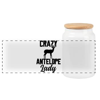 Crazy Antelope Lady - Panoramic Cookie Jar with Wooden Lid - white - Front