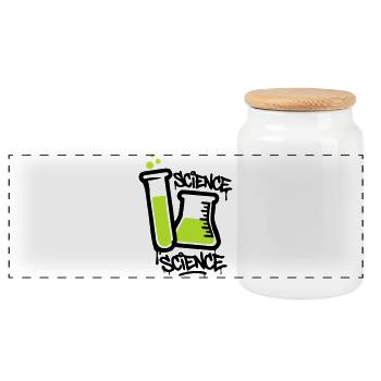 Chemistry Test Tube Logo - Panoramic Cookie Jar with Wooden Lid - white - Front