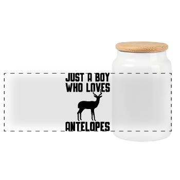 Antelope Animal Lover Wildlife Safari - Panoramic Cookie Jar with Wooden Lid - white - Front