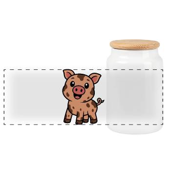 Dirty happy piggy - Panoramic Cookie Jar with Wooden Lid - white - Front