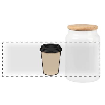Blank Takeaway Coffee Cup Sticker Design - Panoramic Cookie Jar with Wooden Lid - white - Front