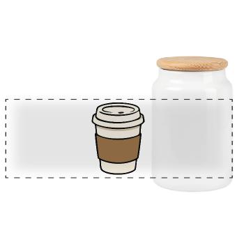 Blank Takeaway Coffee Cup Sticker Design - Panoramic Cookie Jar with Wooden Lid - white - Front