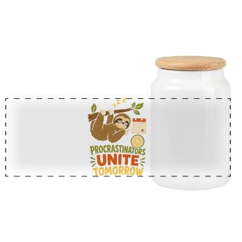 Procrastinators Unite Tomorrow - Panorama Keksdose mit Holzdeckel - Weiß - Vorne