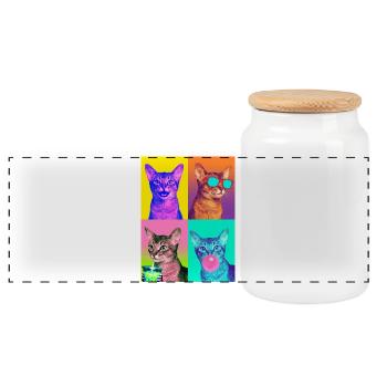 Chats Chat Abyssinian - Boîte à biscuits avec couvercle en bois - blanc - Devant