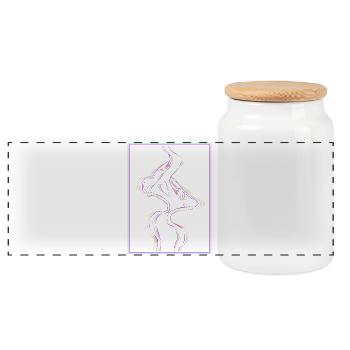 Kissing mouths in rainbow frame - Panoramic Cookie Jar with Wooden Lid - white - Front