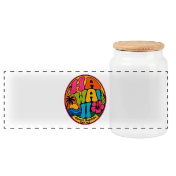 Insigne rétro d’Hawaï 1972 - Boîte à biscuits avec couvercle en bois - blanc - Devant