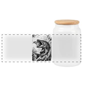 Pike on the Wobbler | Classic Collection - Panoramic Cookie Jar with Wooden Lid - white - Front