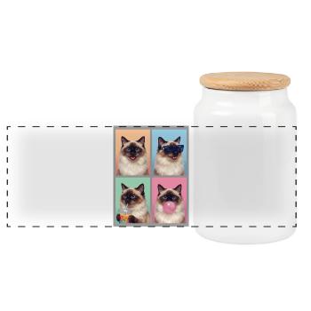 Cats Balinese Cat - Panoramic Cookie Jar with Wooden Lid - white - Front