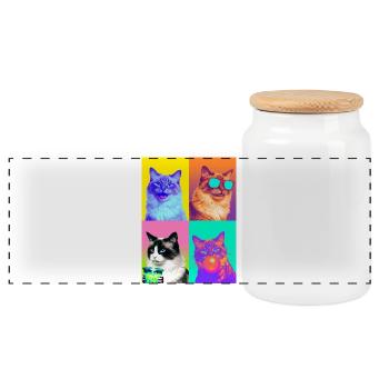 Cats Balinese Cat - Panoramic Cookie Jar with Wooden Lid - white - Front