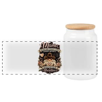 Mommy Adventures: Love, Nature and Family - Panoramic Cookie Jar with Wooden Lid - white - Front