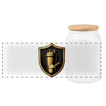 Golden Shaker Shield - Panoramic Cookie Jar with Wooden Lid - white - Front