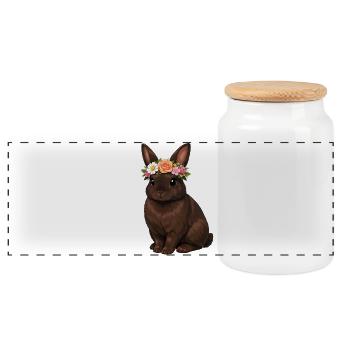 Havana Rabbit - Panoramic Cookie Jar with Wooden Lid - white - Front