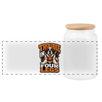 Saint Bernard - Panoramic Cookie Jar with Wooden Lid - white - Front