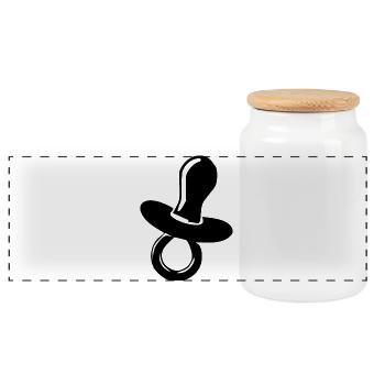 Baby Birth Gift - Panoramic Cookie Jar with Wooden Lid - white - Front