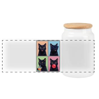 Cats Bombay Cat - Boîte à biscuits avec couvercle en bois - blanc - Devant