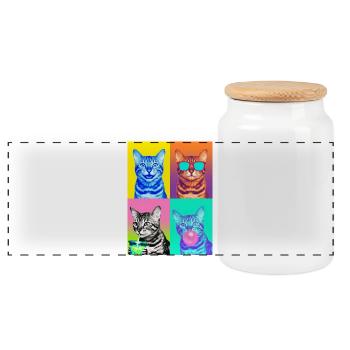 Chats Bengal Cat - Boîte à biscuits avec couvercle en bois - blanc - Devant