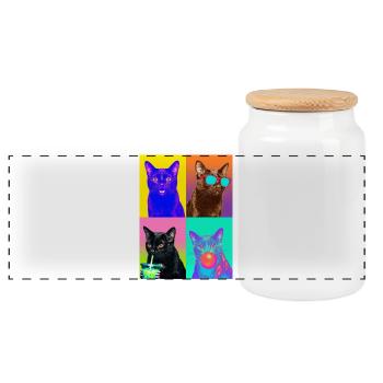 Cats Bombay Cat - Boîte à biscuits avec couvercle en bois - blanc - Devant