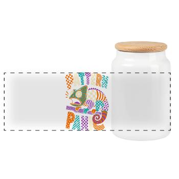 Pattern Panic Chameleon - Panoramic Cookie Jar with Wooden Lid - white - Front