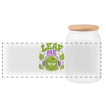 Leaf Me Alone Salad Humor - Panoramic Cookie Jar with Wooden Lid - white - Front