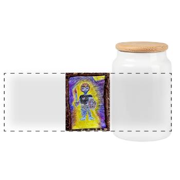 Finde Jesus von Eunice Ahiale - Panoramic Cookie Jar with Wooden Lid - white - Front