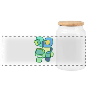 Patchwork Colour Play Contour Art - Panoramic Cookie Jar with Wooden Lid - white - Front