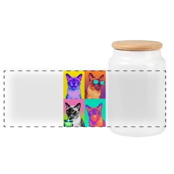 Cats Burma Cat - Panoramic Cookie Jar with Wooden Lid - white - Front