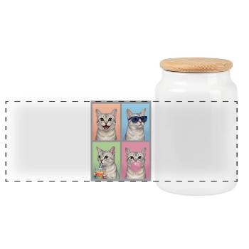 Cats Burmilla Cat - Panoramic Cookie Jar with Wooden Lid - white - Front